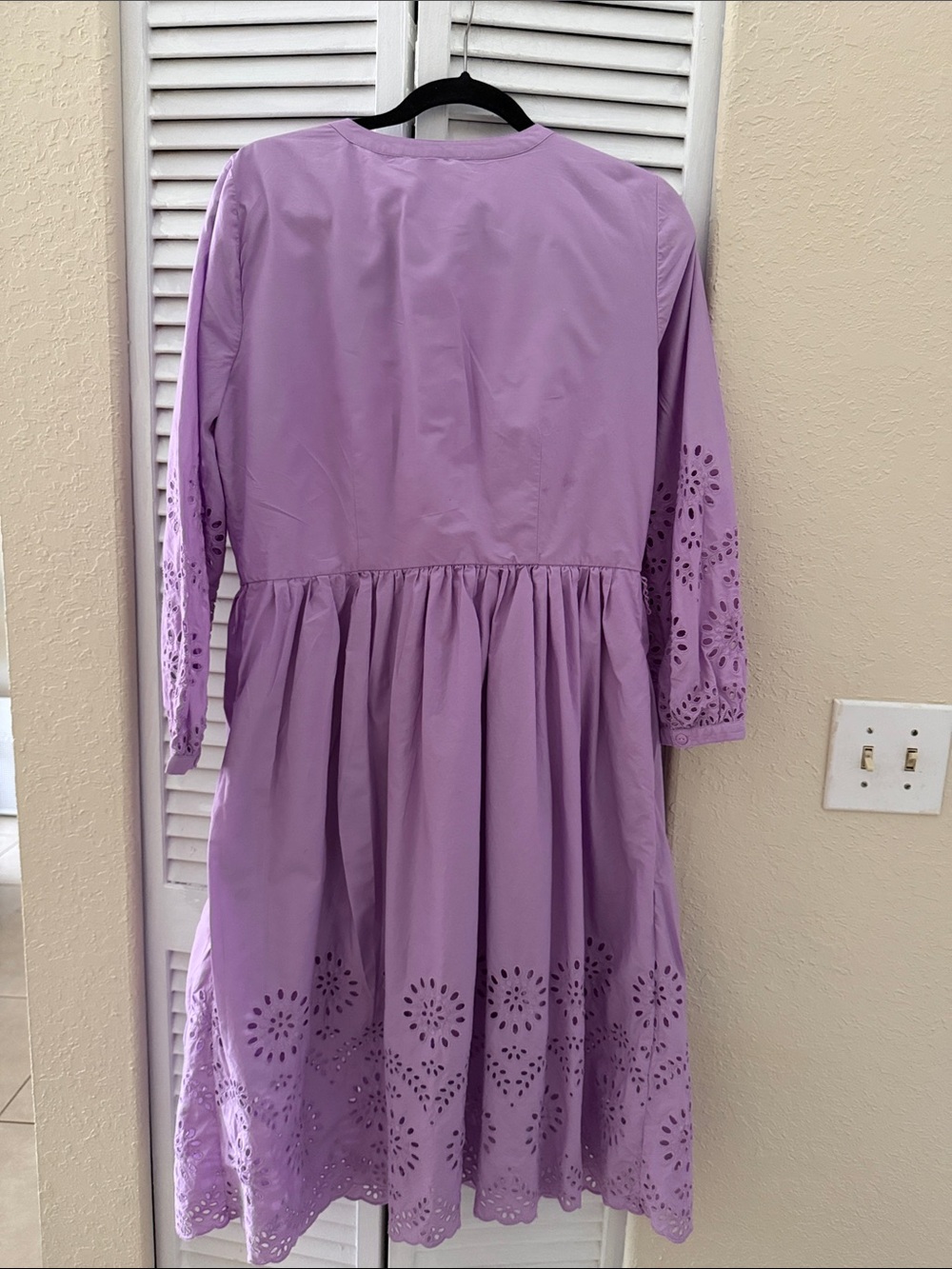 Talbots Lavender Placed Eyelet Fit & Flare Shirtdress,  size 14 - Picture 5 of 5